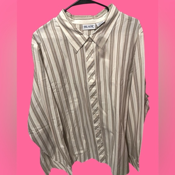 Blair Tan Dress Shirt Vertical Stripes - Picture 1 of 4